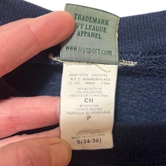 Yale University Crewneck Navy Blue White Ivysport College Men's Small Academia - Picture 4 of 6